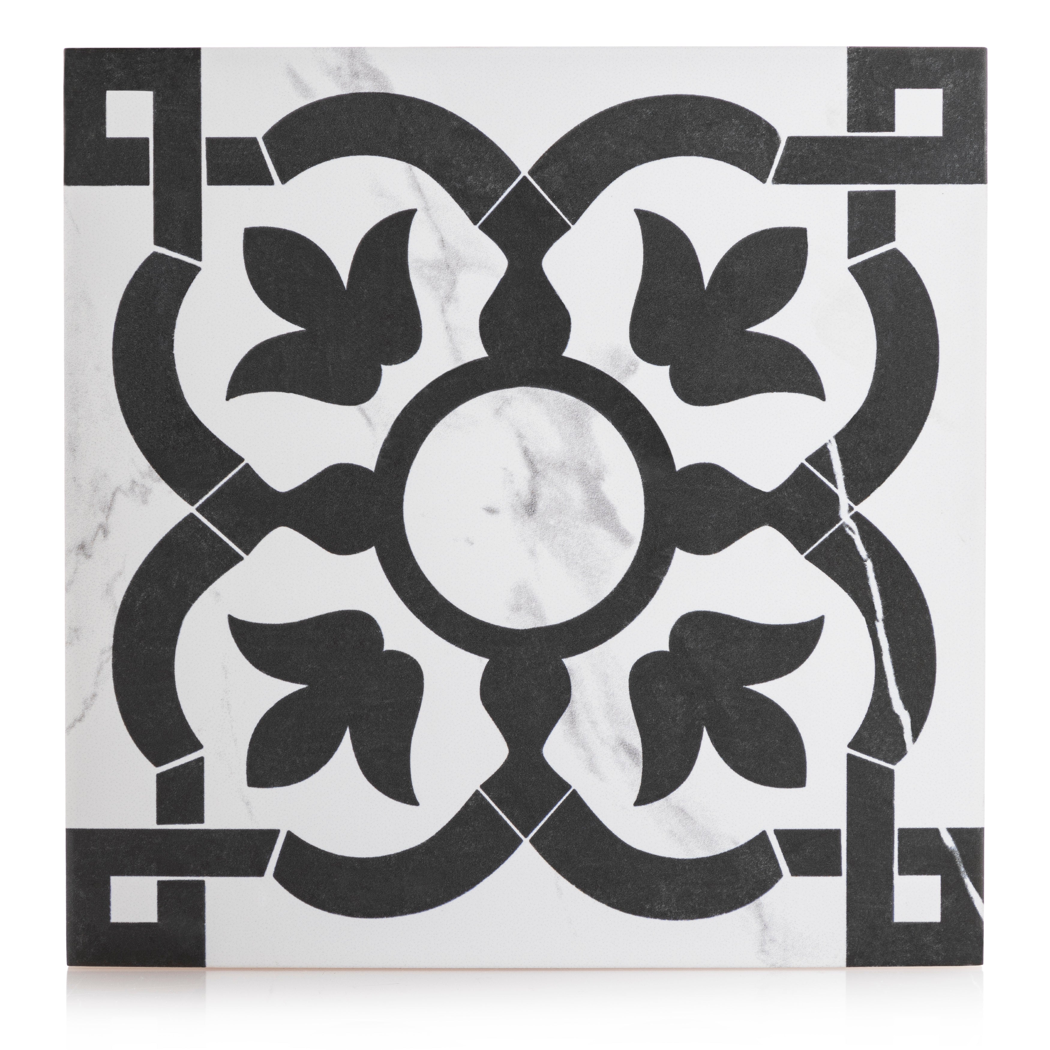 9x9 Charmed Statuario Flower pattern procelain tile - Industry Tile
